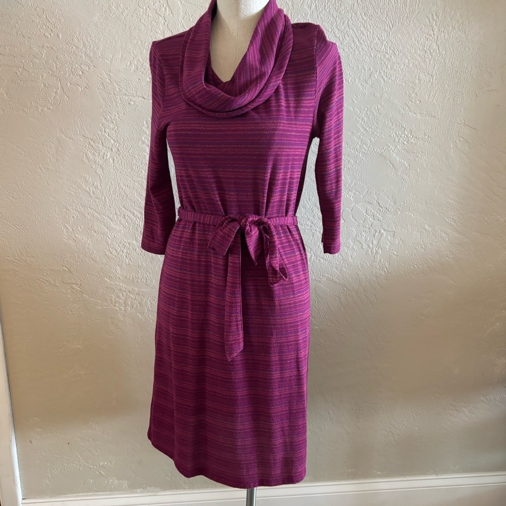 Sonoma Purple Cow neck Striped Dress sz Small